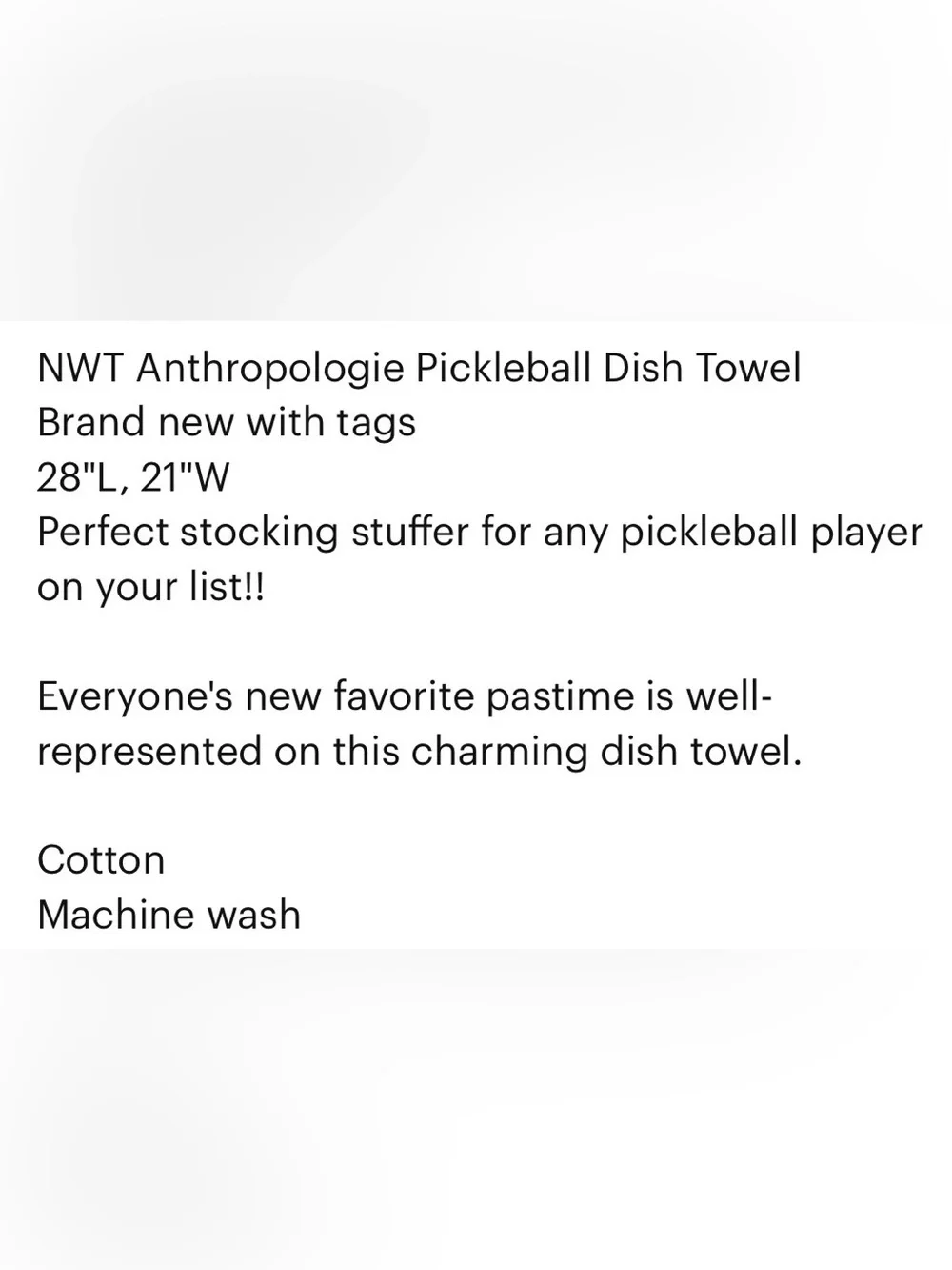NWT Anthropologie Pickleball Dish Towel
